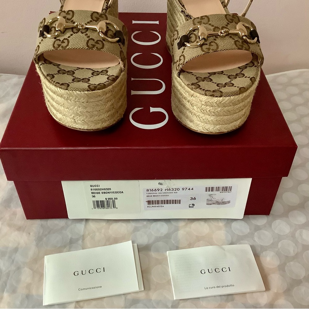BNIB Gucci Women's Horsebit Espadrille Platform Sandal sz.36 - Picture 7 of 12